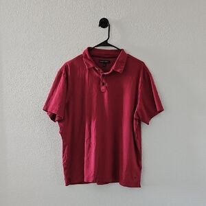 Banana Republic Men's Polo Shirt Short Sleeve Burgundy Quarter Button Up XL